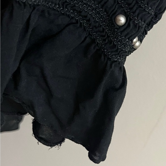 Yves Saint Laurent Black V-Neck Blousin Mini Western Dress Fall Summer Chic Goth - Picture 10 of 12